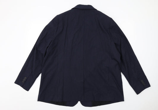 Marks and Spencer Womens Blue Pinstripe Polyester Jacket Suit Jacket Size 20