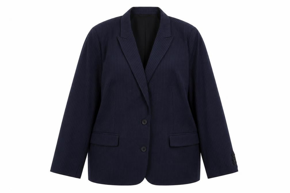 Marks and Spencer Womens Blue Pinstripe Polyester Jacket Suit Jacket Size 20