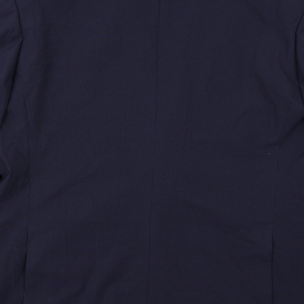 Marks and Spencer Mens Blue Striped Polyester Jacket Suit Jacket Size 42 Regular