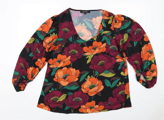 JD Williams Womens Multicoloured Floral Polyester Basic Blouse Size 12 V-Neck