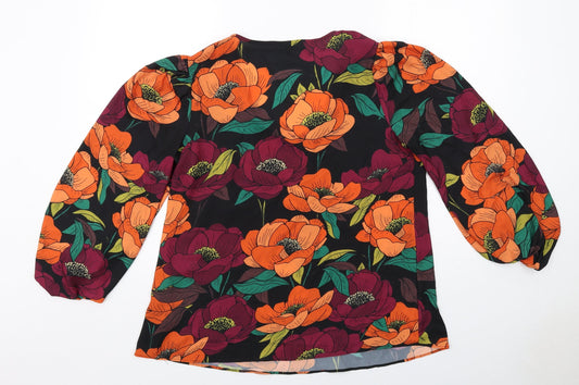 JD Williams Womens Multicoloured Floral Polyester Basic Blouse Size 12 V-Neck