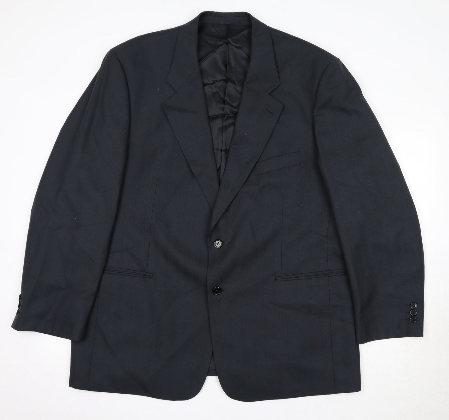 Wellington Mens Black Striped Wool Jacket Suit Jacket Size 48 Regular