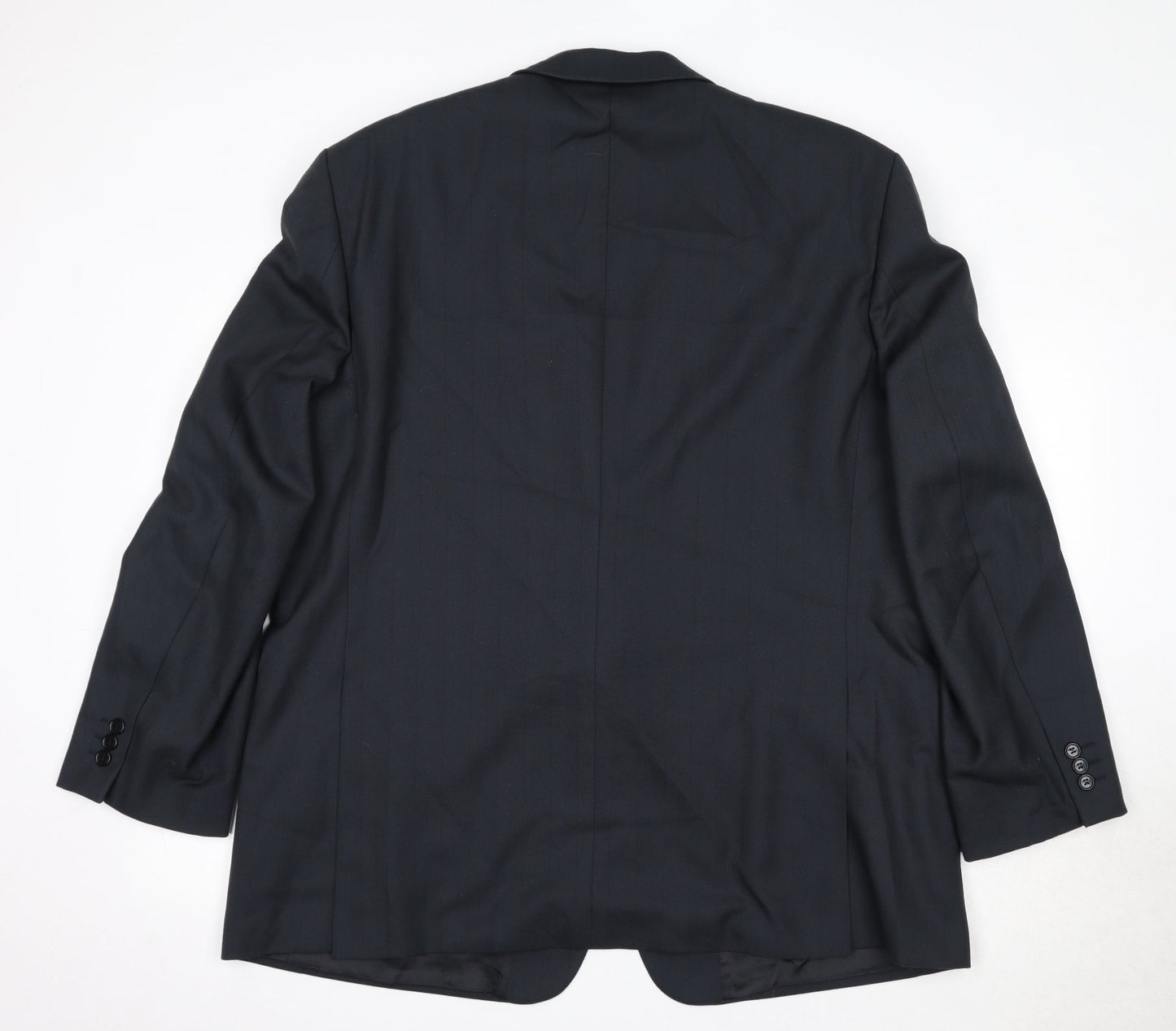 Wellington Mens Black Striped Wool Jacket Suit Jacket Size 48 Regular