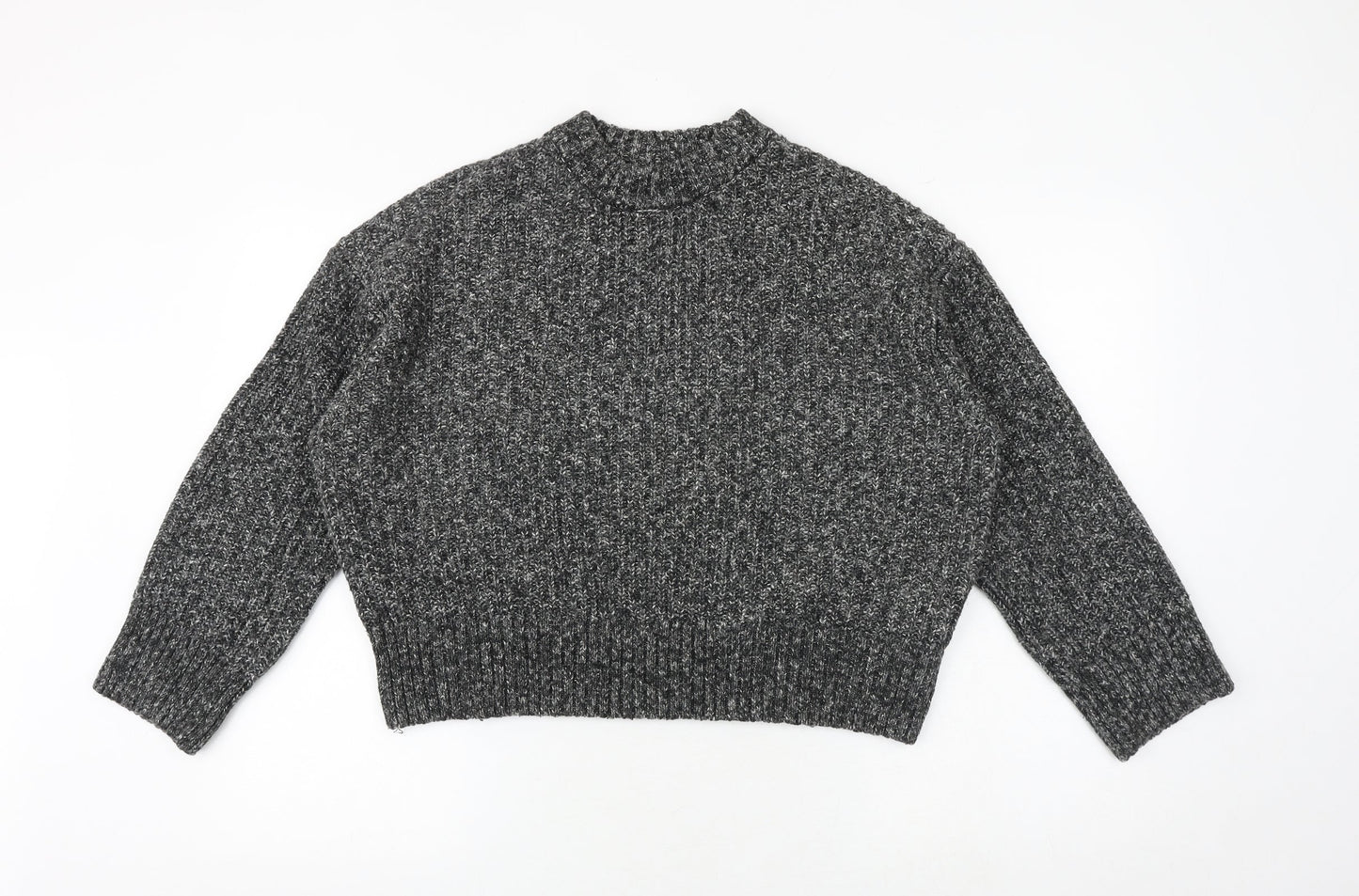 H&M Womens Grey Round Neck Cotton Pullover Jumper Size M