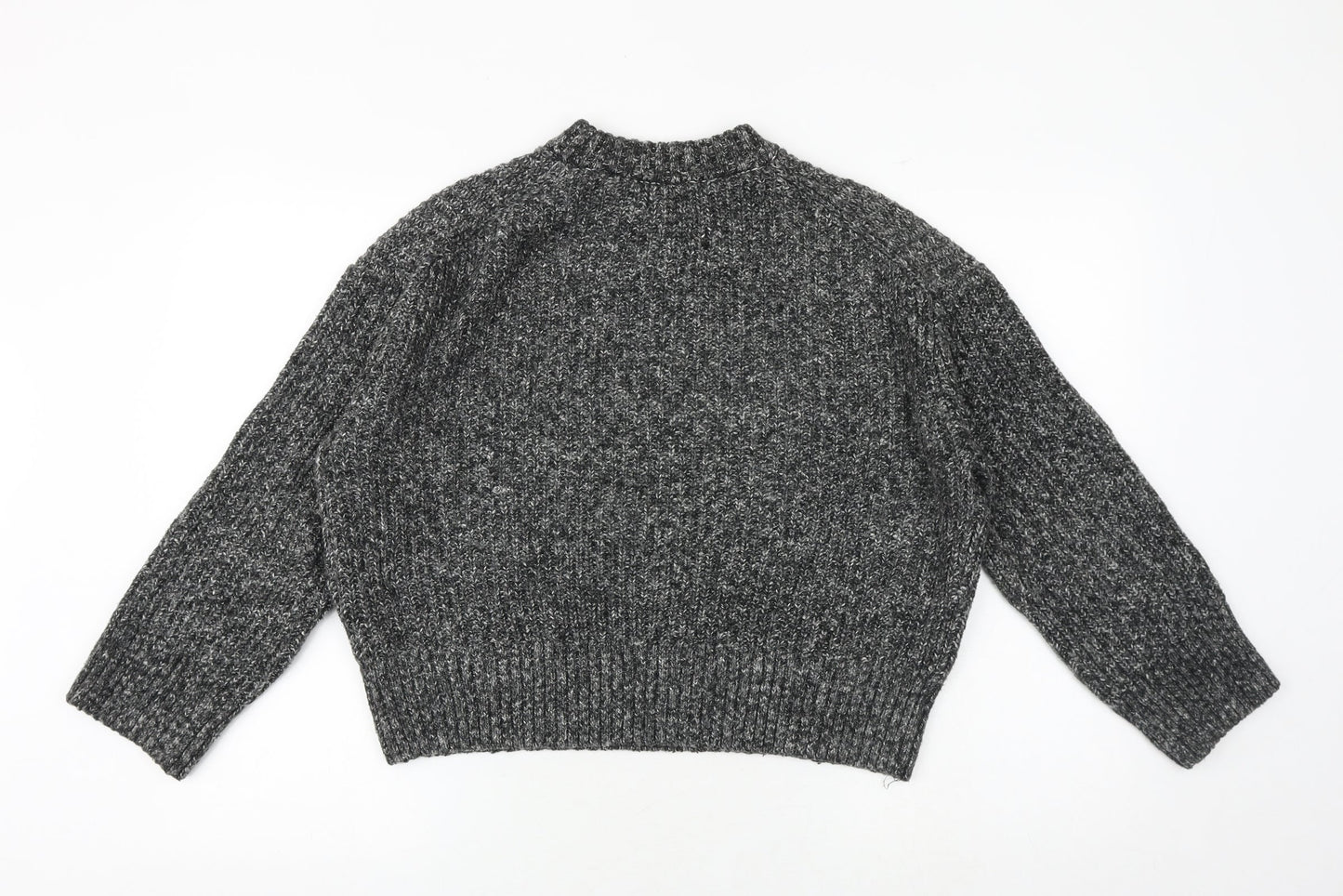 H&M Womens Grey Round Neck Cotton Pullover Jumper Size M