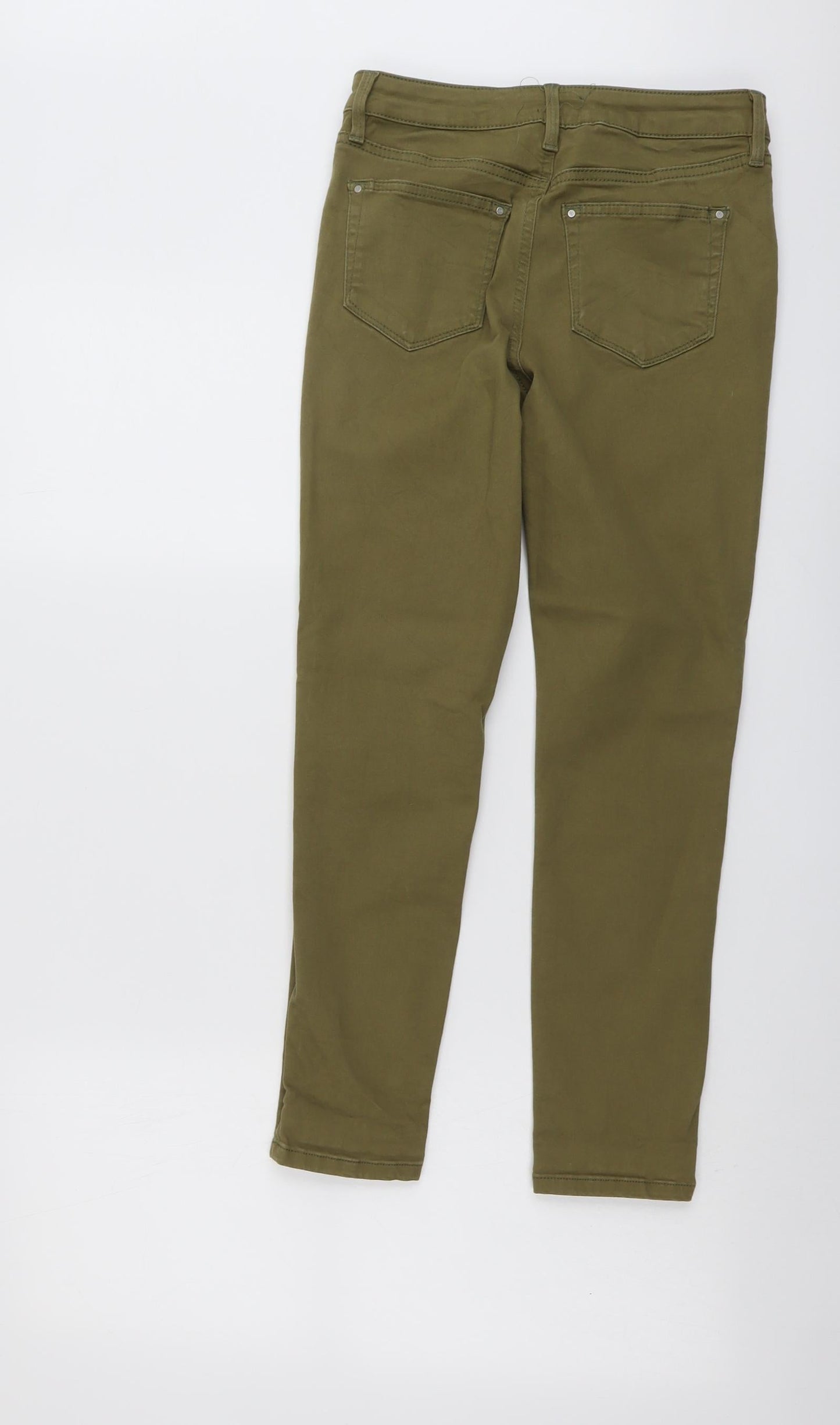 Warehouse Womens Green Cotton Skinny Jeans Size 10 L25 in Regular Button