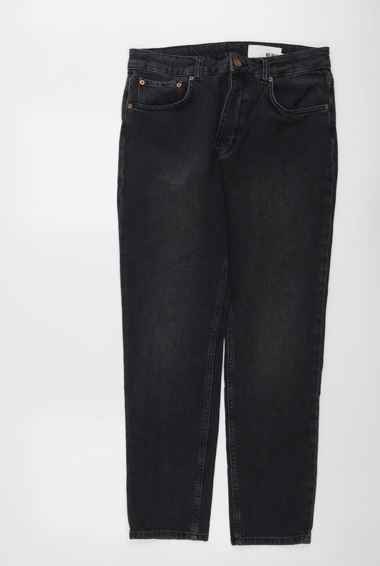 Reiko Womens Grey Cotton Straight Jeans Size 28 in L28 in Regular Button