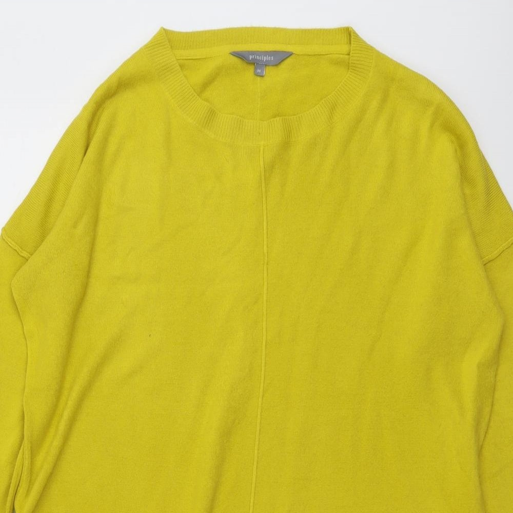 Principles Womens Yellow Round Neck Acrylic Pullover Jumper Size 14