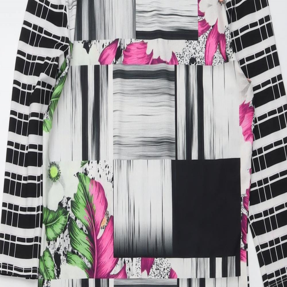 Topshop Womens Multicoloured Geometric Polyester A-Line Size 12 Round Neck Pullover