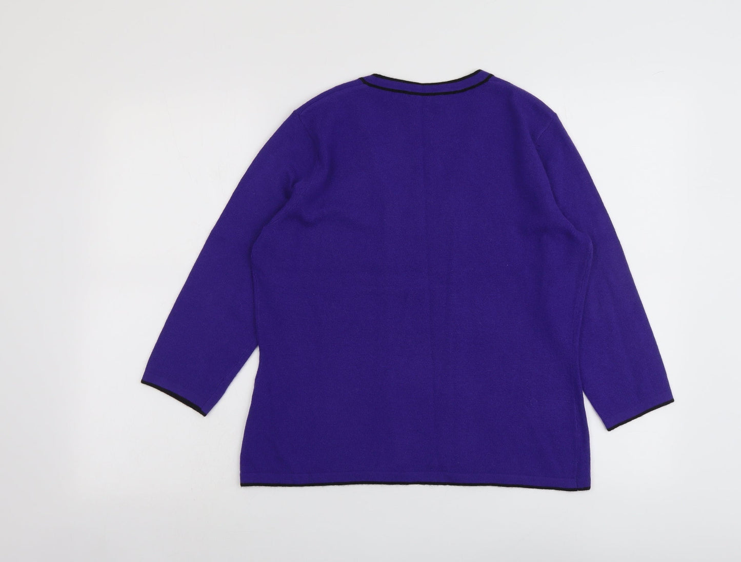 Precis Womens Purple V-Neck Viscose Pullover Jumper Size M