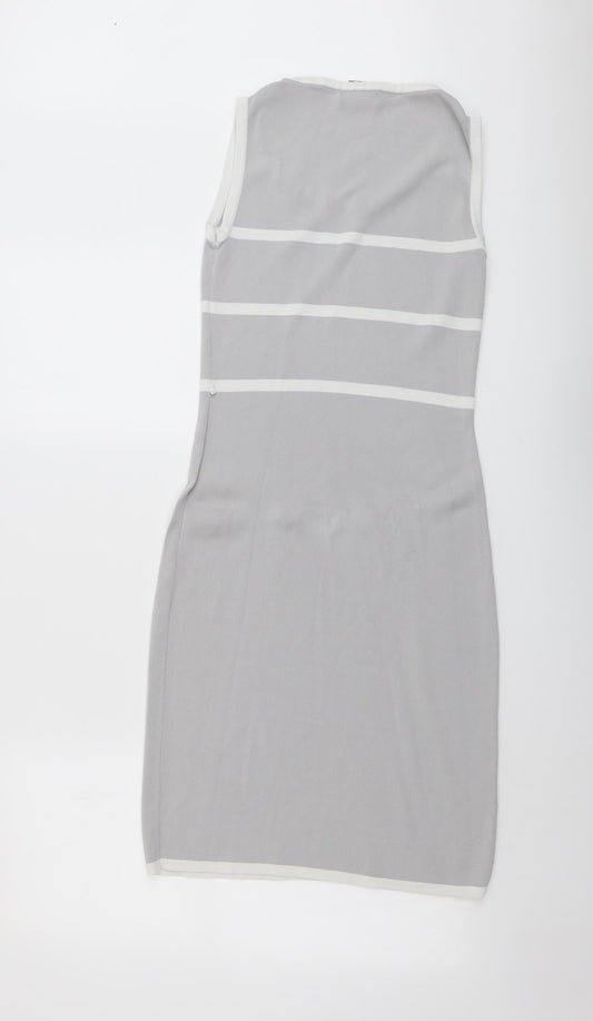 Grace Womens Grey Viscose A-Line Size S Round Neck Pullover