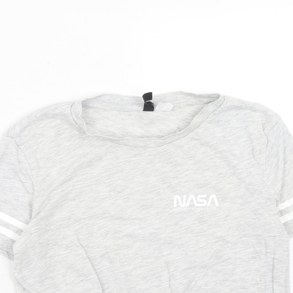 H&M Womens Grey Cotton Basic T-Shirt Size XS Round Neck
