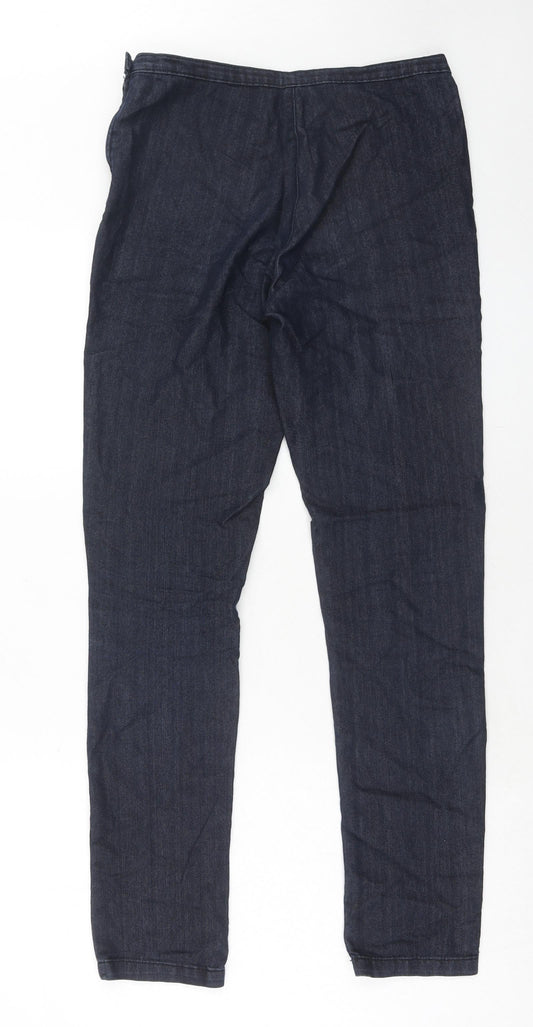 Marks and Spencer Womens Blue Cotton Skinny Jeans Size 10 Regular Zip