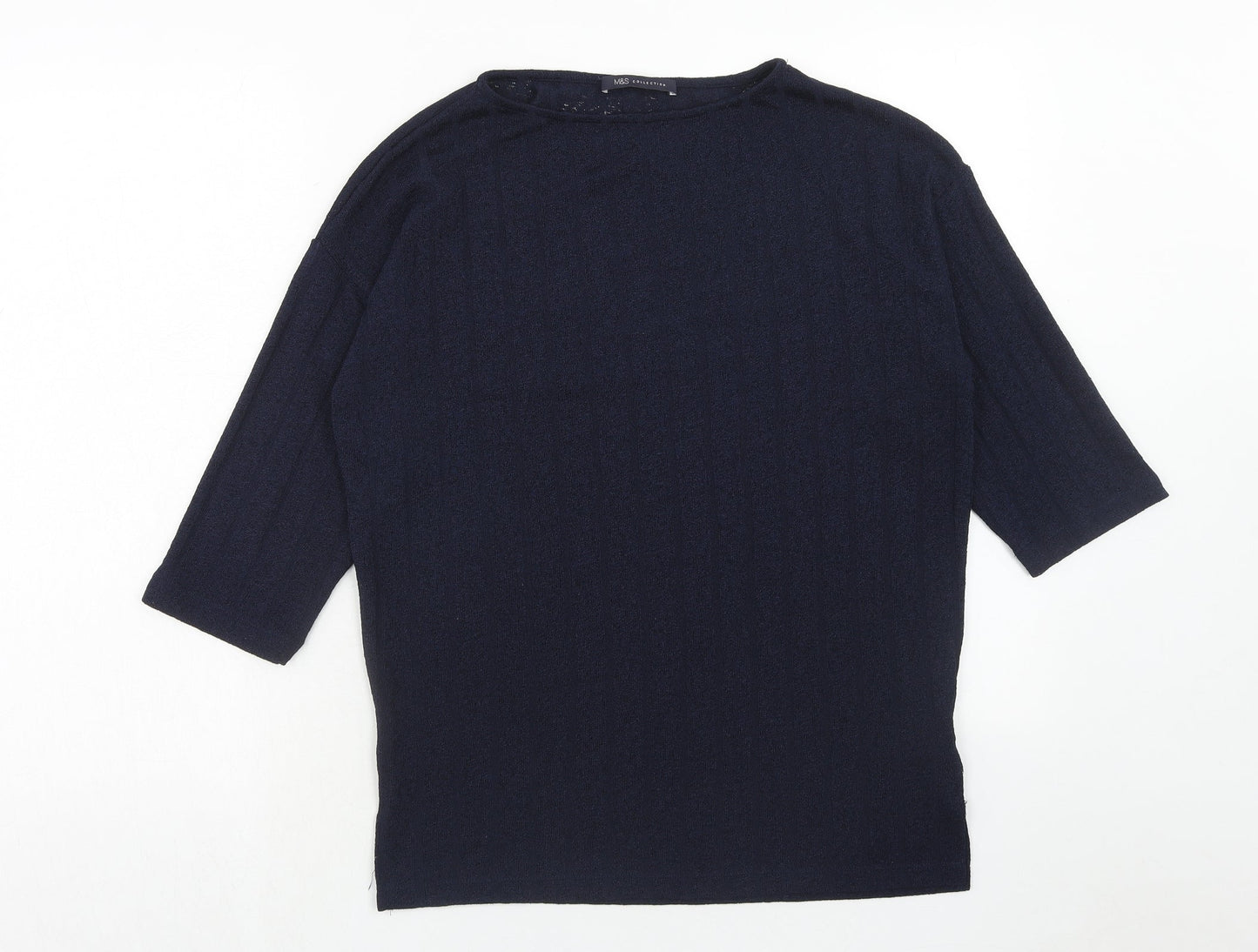 Marks and Spencer Womens Blue Round Neck Polyester Pullover Jumper Size 6