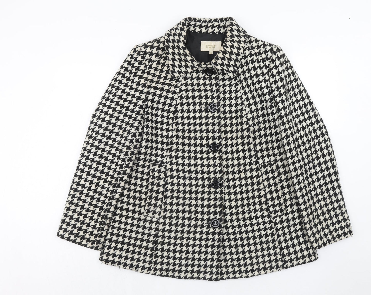 EWM Womens Black Geometric Jacket Size 12 Button