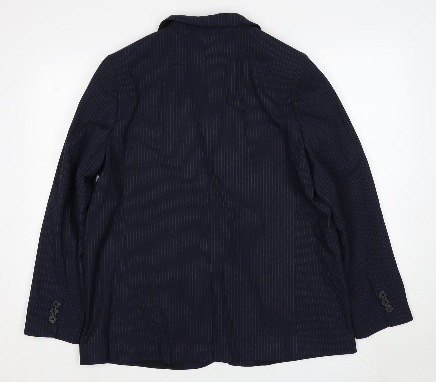 Marks and Spencer Womens Blue Pinstripe Polyester Jacket Suit Jacket Size 18