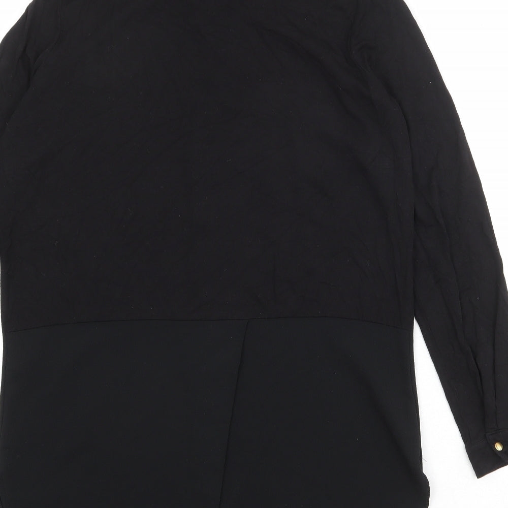 Marks and Spencer Womens Black Polyester Basic Button-Up Size 10 Collared