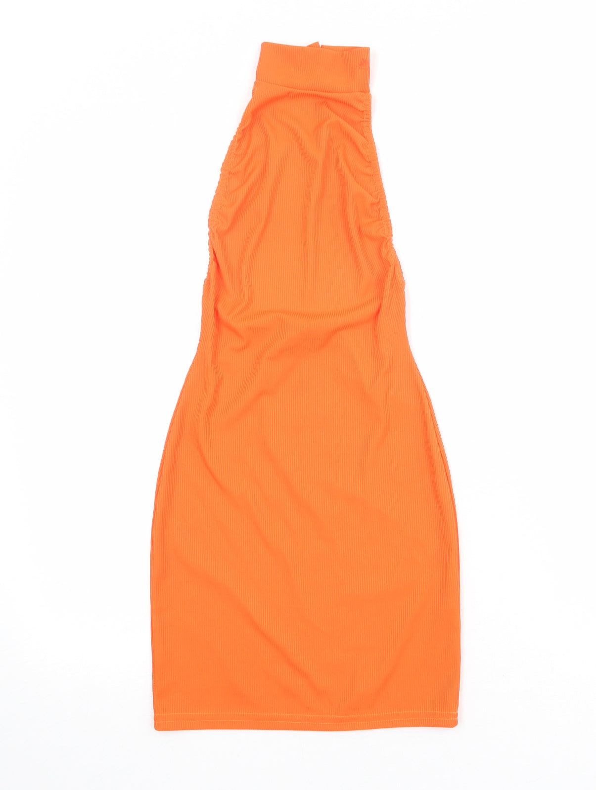 PRETTYLITTLETHING Womens Orange Polyester Bodycon Size 6 Halter Button