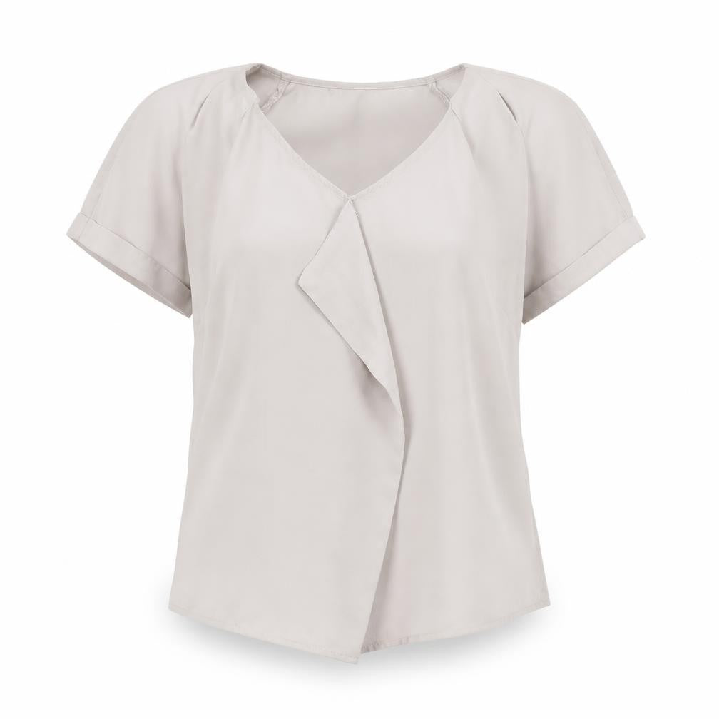 H&M Womens Beige Polyester Basic Blouse Size 8 Round Neck