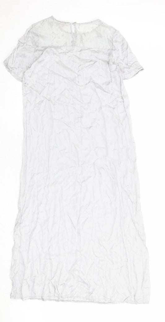 Vanessa Womens Grey Viscose A-Line Size M Boat Neck Button