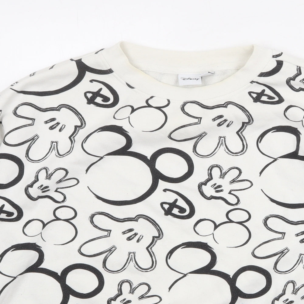 Disney Womens White Polyester Pullover Sweatshirt Size 10 Pullover - Mickey Mouse Size 10-12