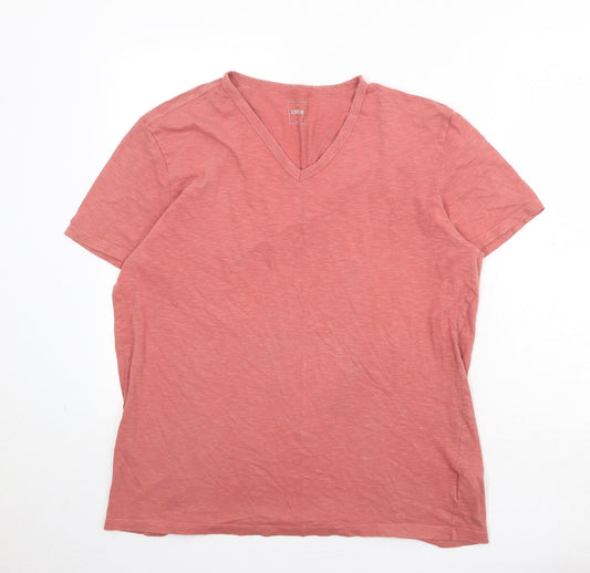 Gap Mens Red Cotton T-Shirt Size L V-Neck