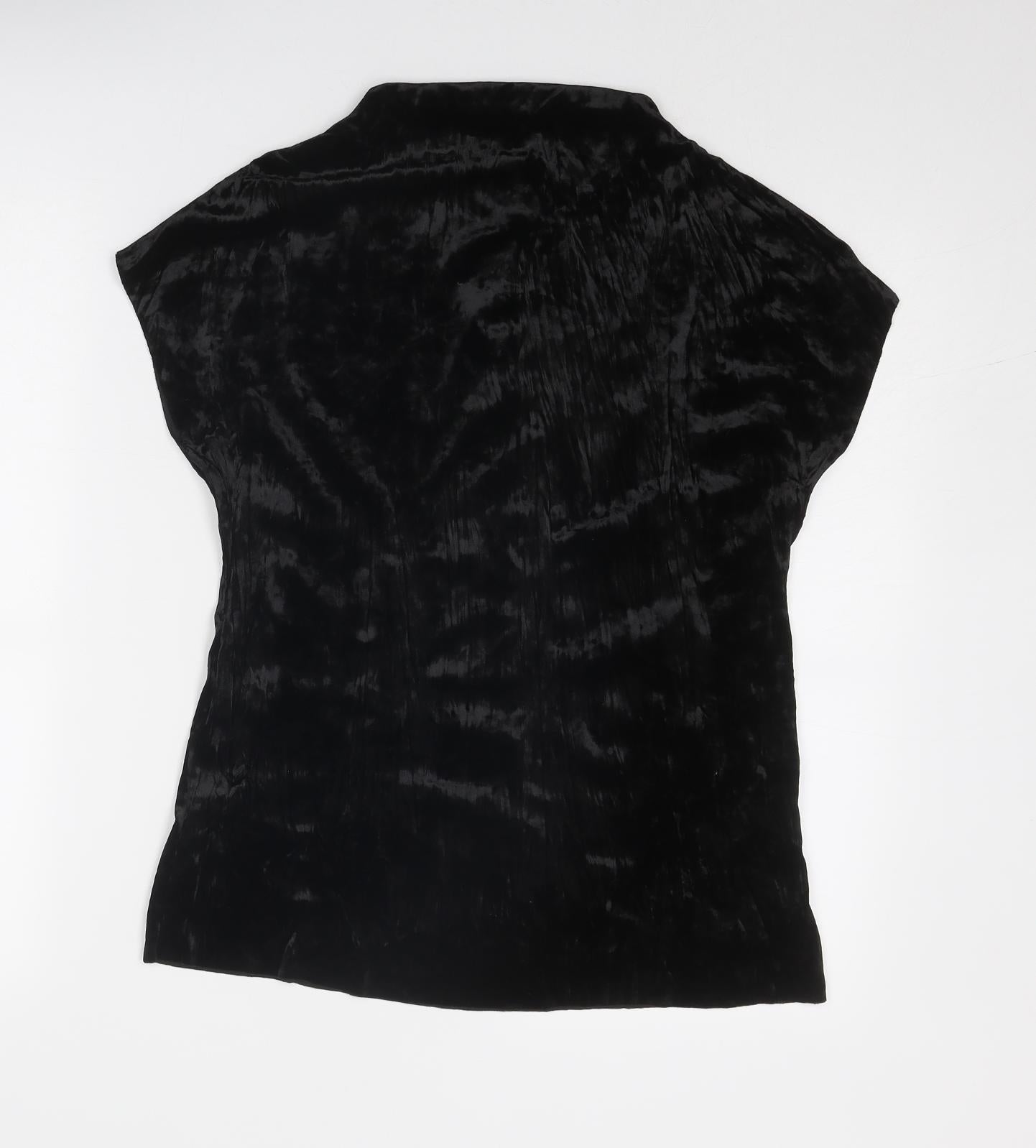 Wi & Co Womens Black Polyester Basic Blouse Size S High Neck