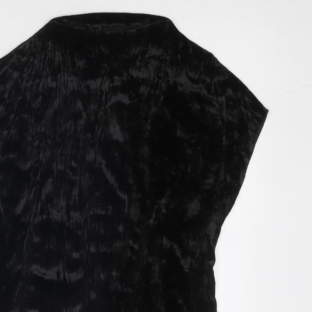 Wi & Co Womens Black Polyester Basic Blouse Size S High Neck