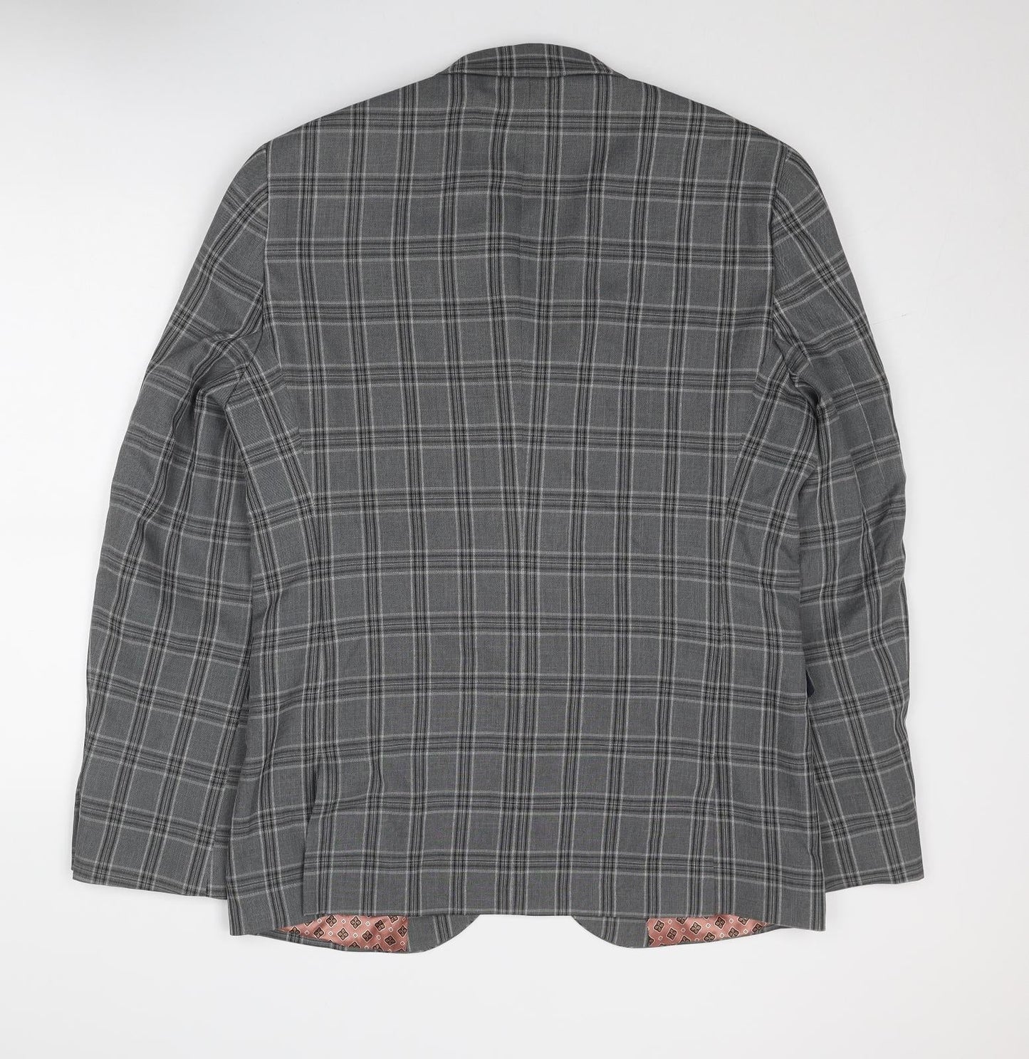 NEXT Mens Grey Plaid Polyester Jacket Blazer Size 42 Regular