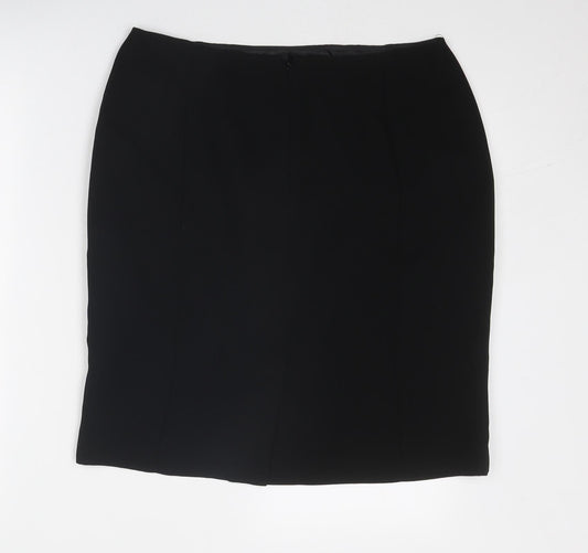 Precis Womens Black Polyester A-Line Skirt Size 14 Zip