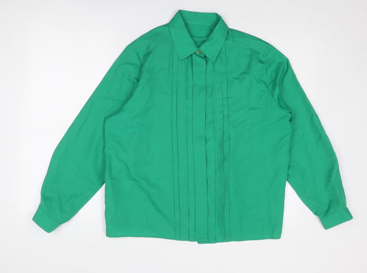 St Michael Womens Green Polyester Basic Button-Up Size 16 Collared