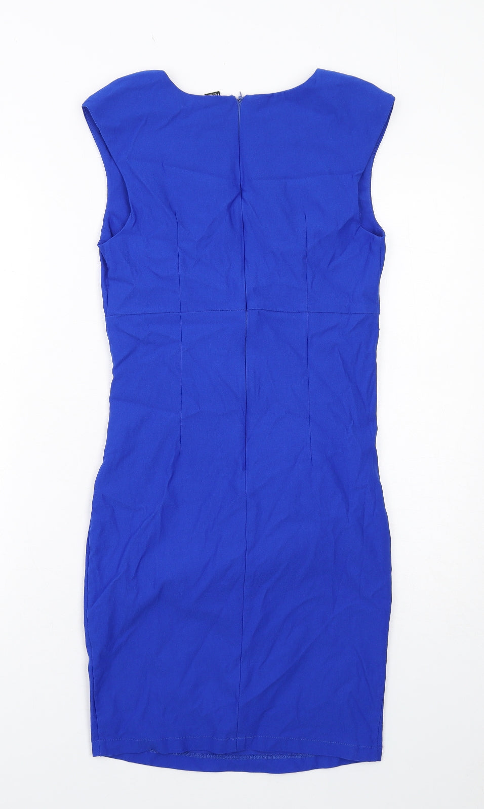 Izabel London Womens Blue Viscose Sheath Size 10 V-Neck Zip