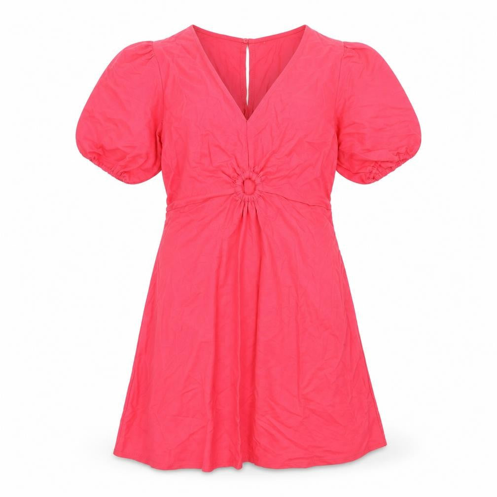 Mango Womens Pink Viscose A-Line Size M V-Neck Pullover - Ring Detail