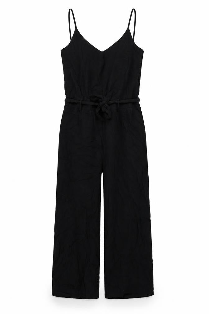 Fransa Womens Black Viscose Jumpsuit One-Piece Size S Zip