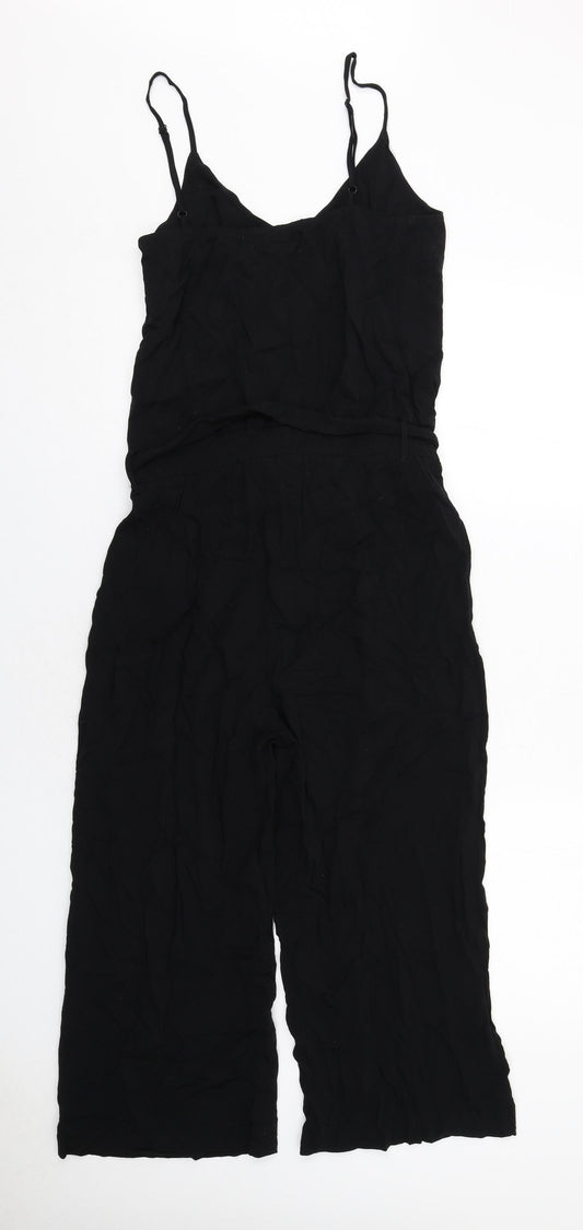 fransa Womens Black Viscose Jumpsuit One-Piece Size S Zip