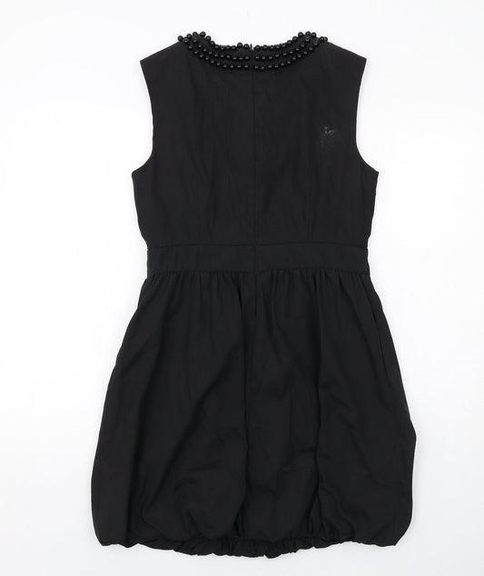 Coleen Womens Black Polyester A-Line Size 12 Round Neck Zip