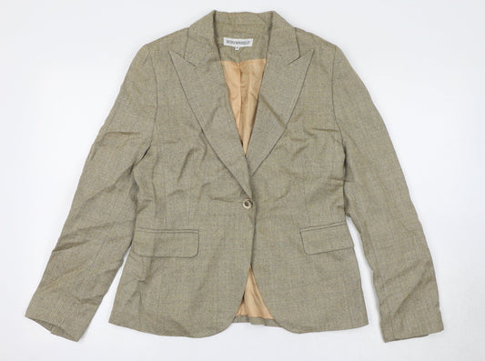 Quin And Donnelly Womens Beige Geometric Jacket Blazer Size 12 Button