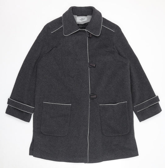 Style Collection Womens Grey Overcoat Coat Size 14 Button