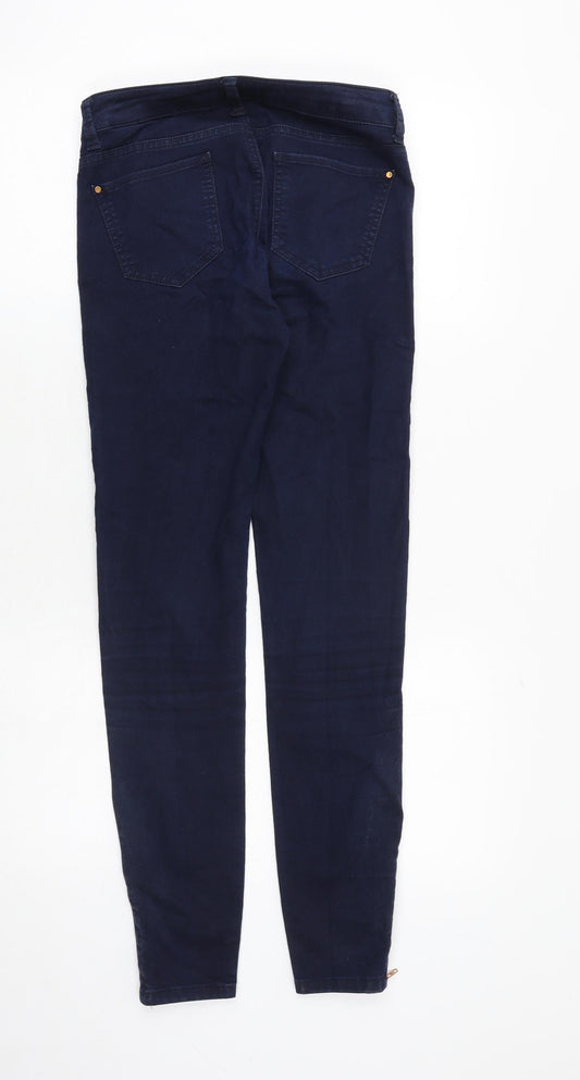 Marks and Spencer Womens Blue Cotton Skinny Jeans Size 6 Slim Zip