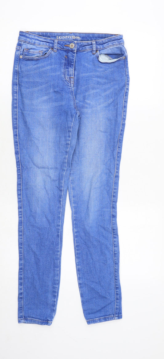 NEXT Womens Blue Cotton Skinny Jeans Size 8 Slim Zip