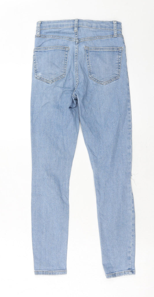 Topshop Womens Blue Cotton Skinny Jeans Size 25 in L28 in Regular Zip
