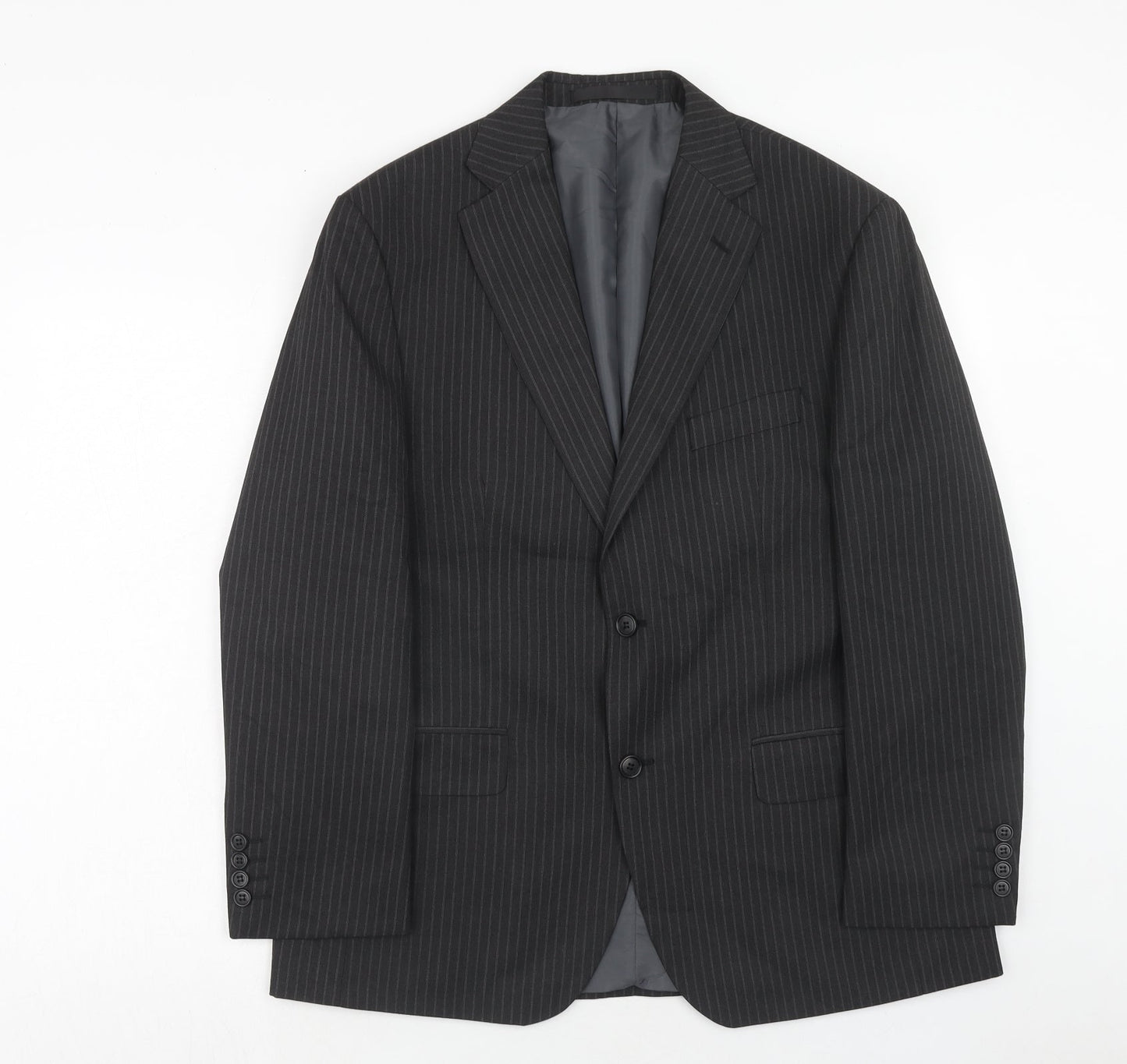 Marks and Spencer Mens Grey Striped Polyester Jacket Suit Jacket Size 40 Regular