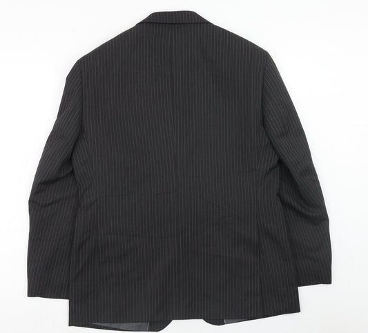 Marks and Spencer Mens Grey Striped Polyester Jacket Suit Jacket Size 40 Regular