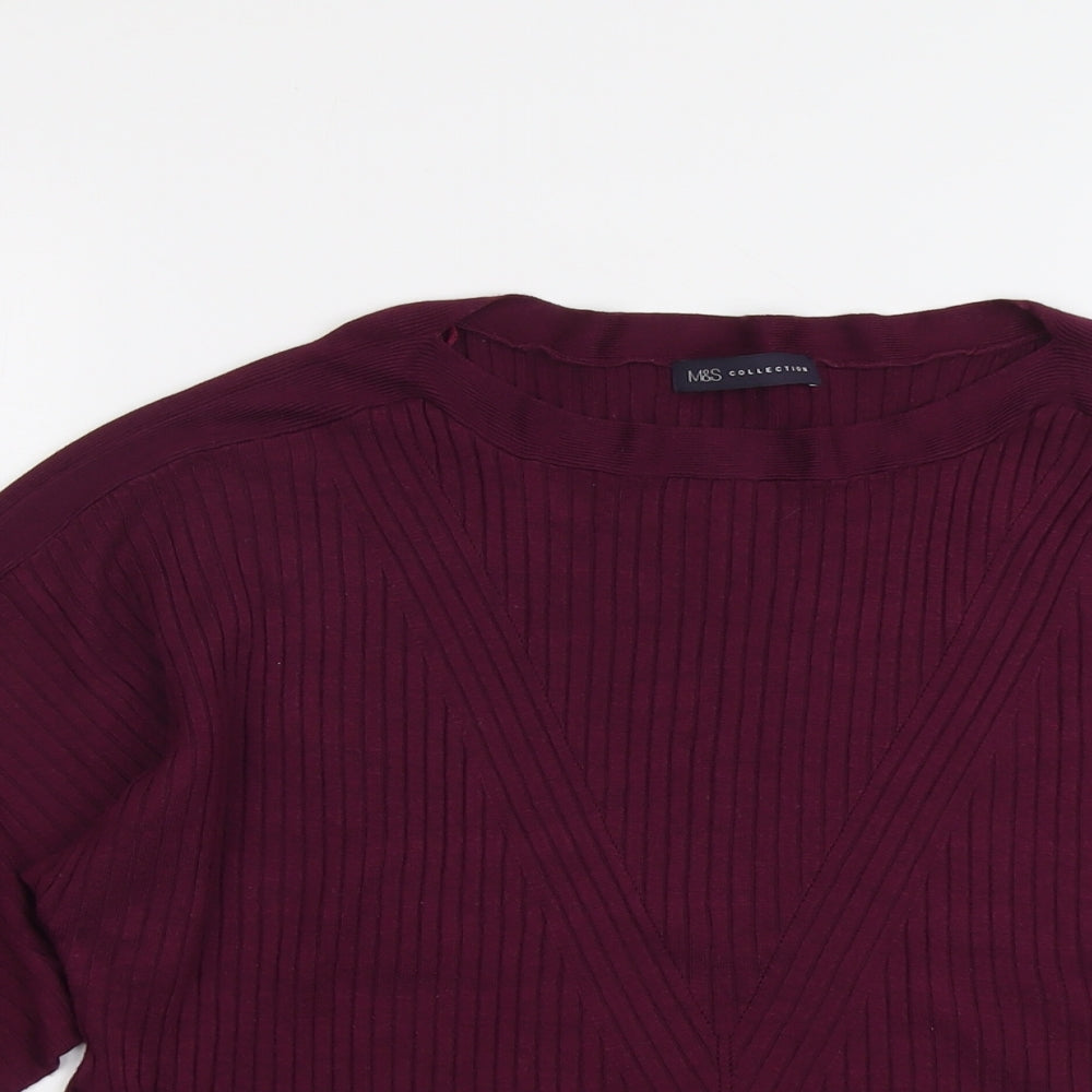 Marks and Spencer Womens Purple Round Neck Viscose Pullover Jumper Size L