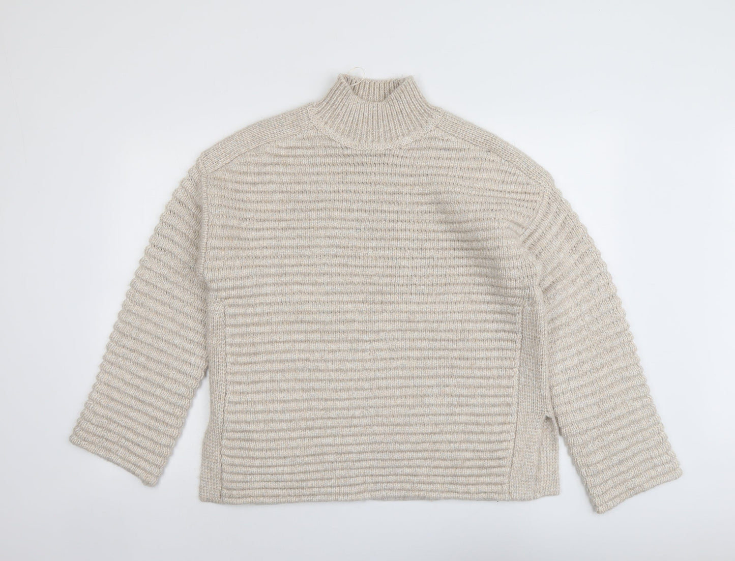 Marks and Spencer Womens Beige High Neck Polyester Pullover Jumper Size M
