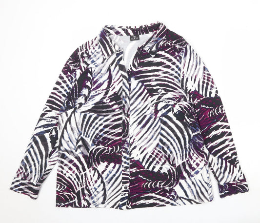 Lebek Womens Multicoloured Geometric Viscose Basic Button-Up Size 20 Collared