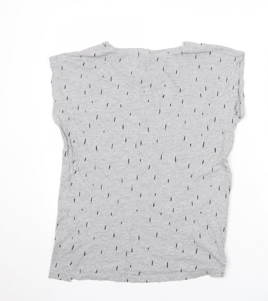 Anthem Womens Grey Geometric Cotton Basic T-Shirt Size M Round Neck