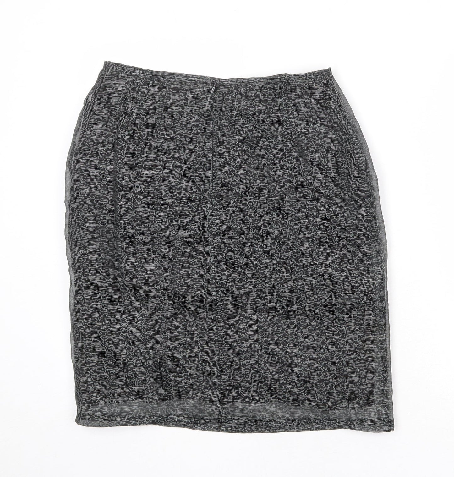 Zapa Womens Grey Geometric Polyester A-Line Skirt Size 14 Zip