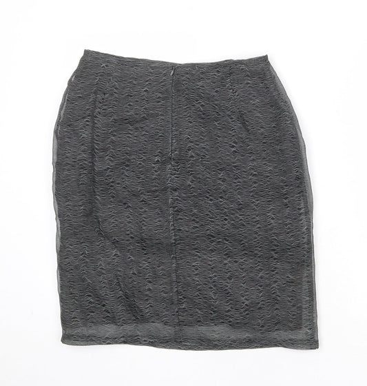 Zapa Womens Grey Geometric Polyester A-Line Skirt Size 14 Zip