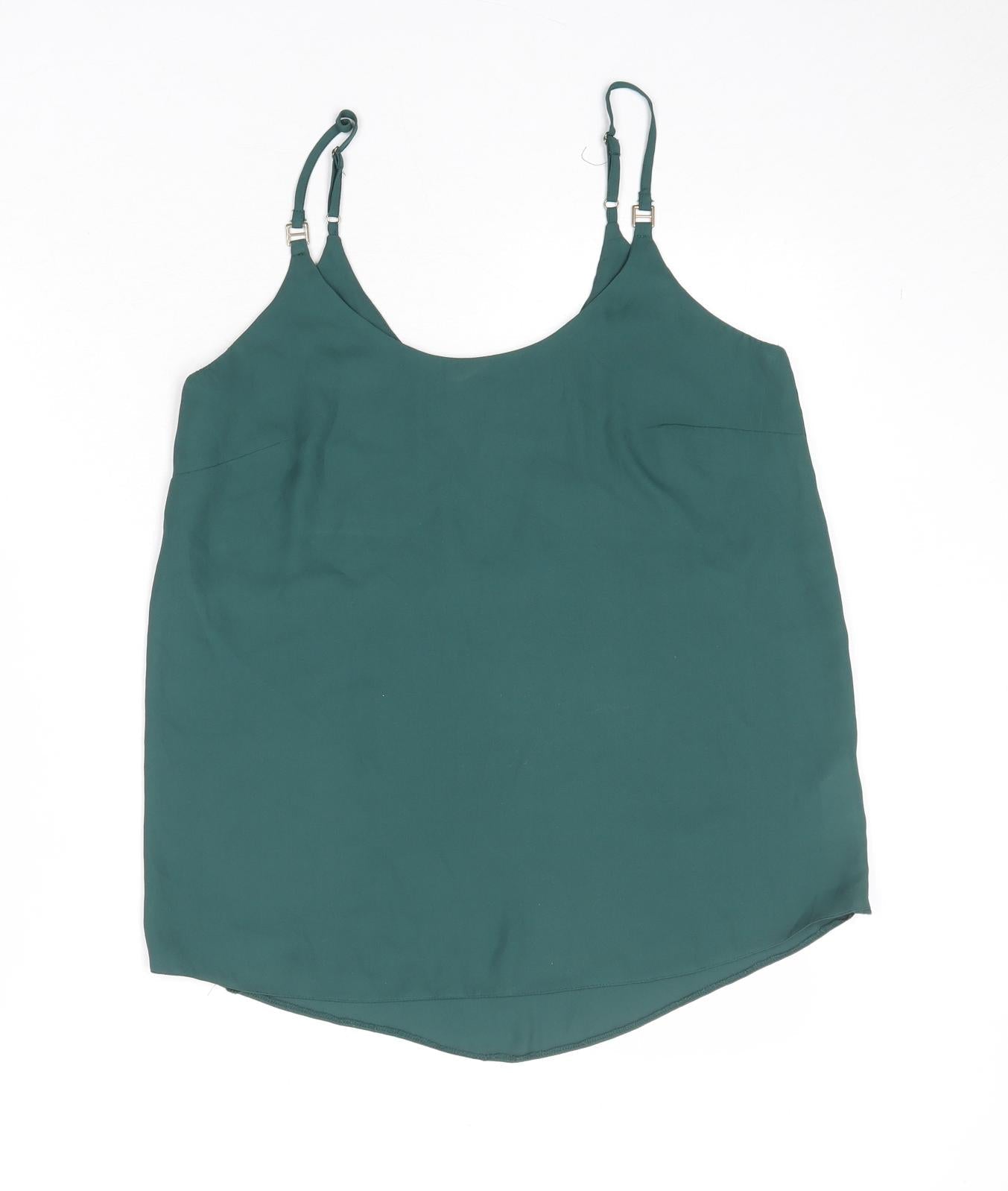 Dorothy Perkins Womens Green Polyester Basic Tank Size 10 Round Neck